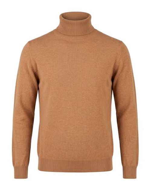 Man Turtleneck Camel Size XXL Merino Wool, Cashmere