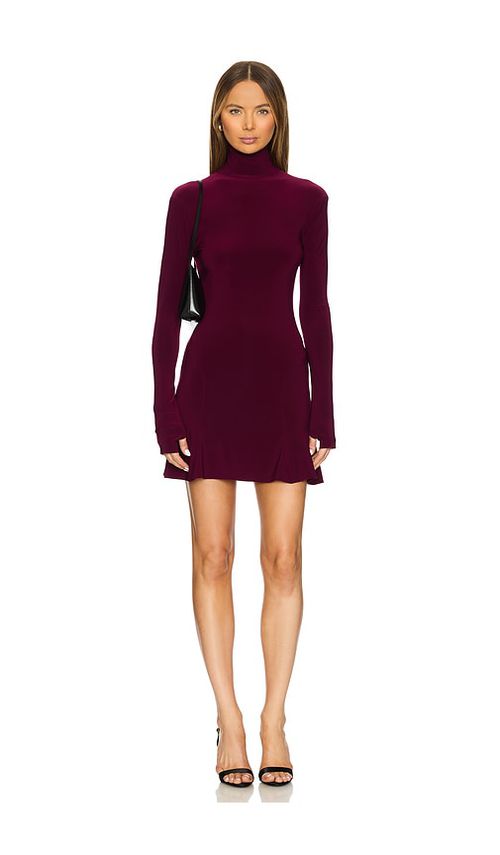 Norma Kamali x REVOLVE Long Sleeve Turtleneck Fishtail Mini Dress in Purple. -  XL also in
