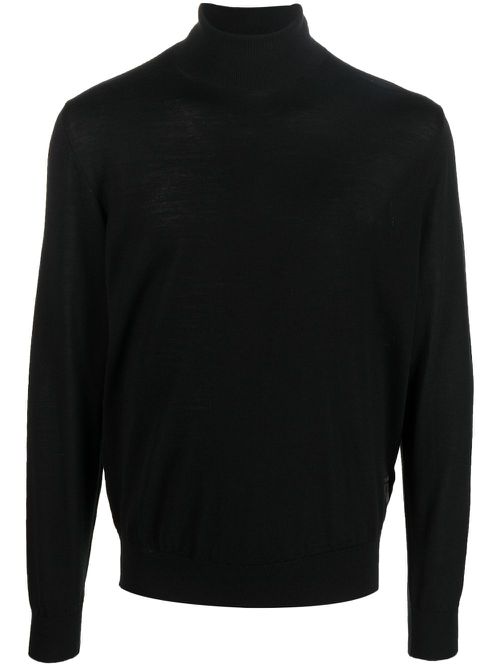 Roll-neck wool jumper - Black
