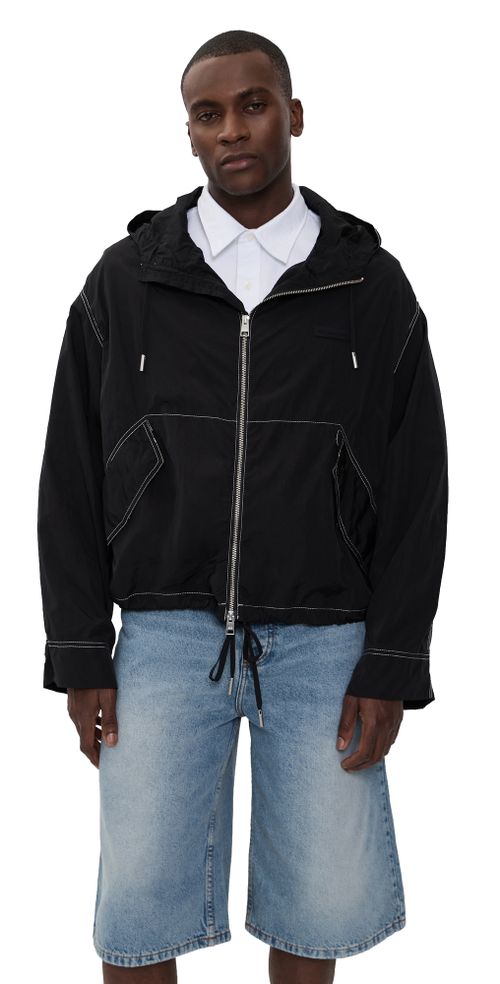 Crinkled Nylon Jacket Noir