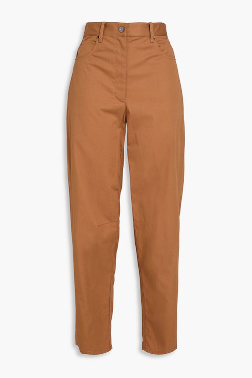 Cotton-twill tapered pants - Brown - US 6