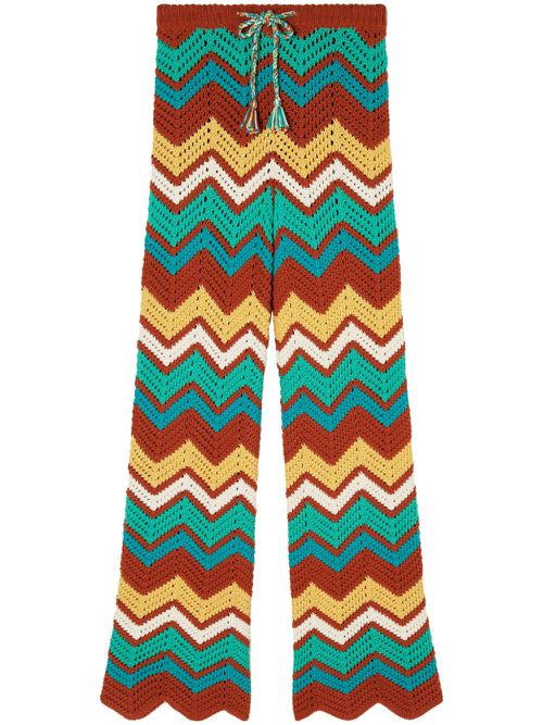 Kaleidoscopic chevron knit trousers - Blue