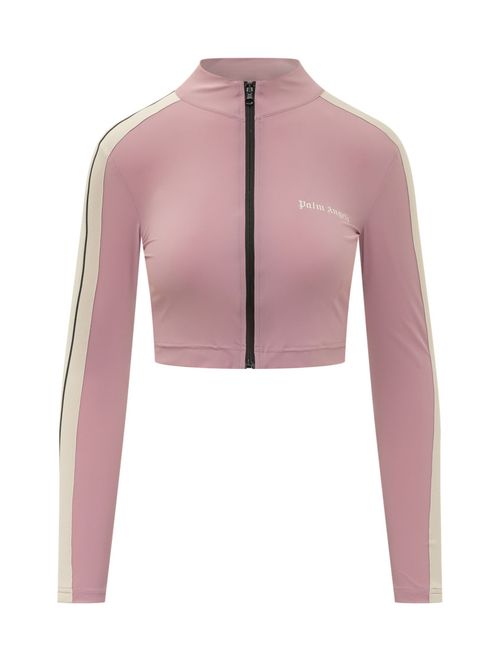 Pink Solid Mock Collar Jacket