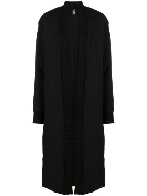 Rear-slit single-breasted padded coat - Black