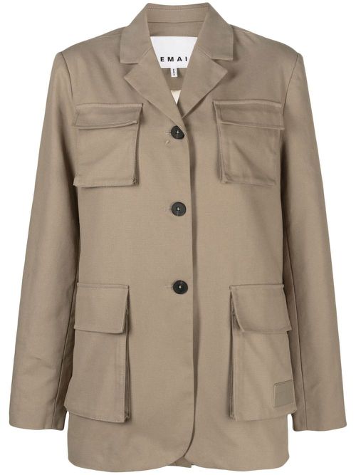 Single-breasted utility blazer - Neutrals