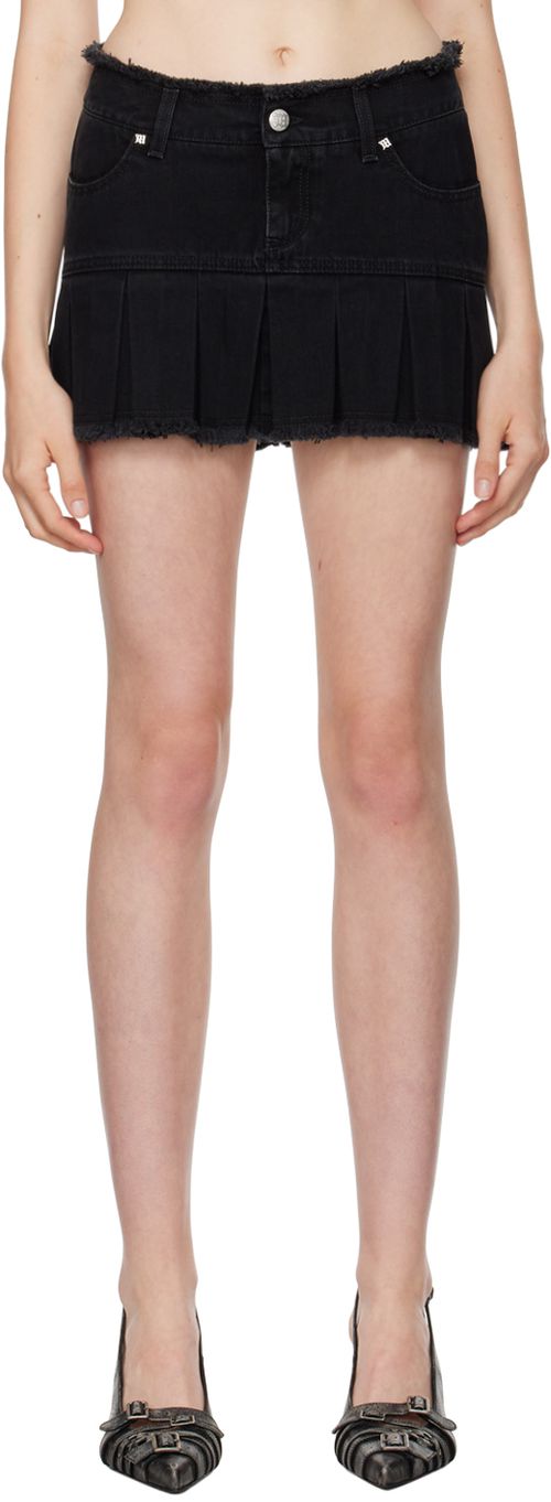 MISBHV Black Pleated Denim Miniskirt