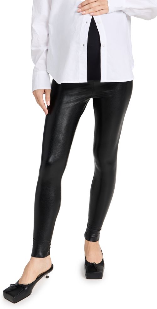 Faux Leather Maternity Leggings Black