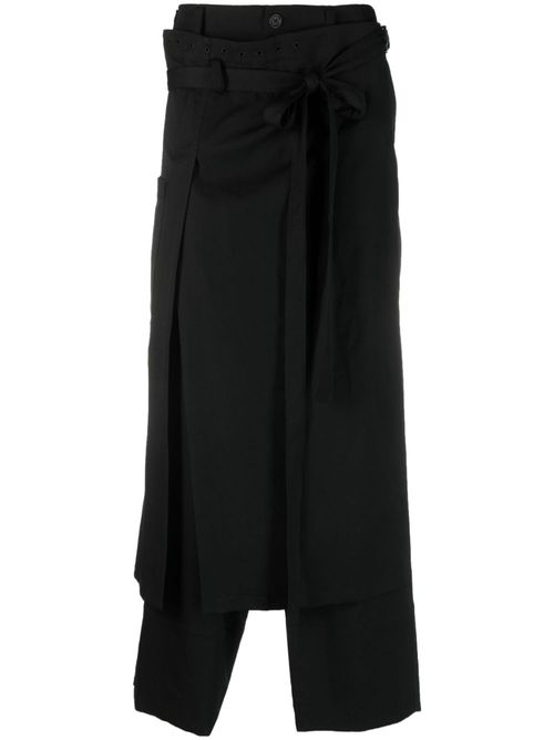 Skirt-overlay straight-leg trousers - Black