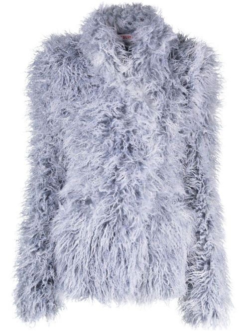 Single-breasted faux-fur jacket - Blue