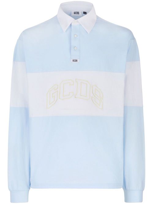 Logo-embroidered cotton polo shirt - Blue