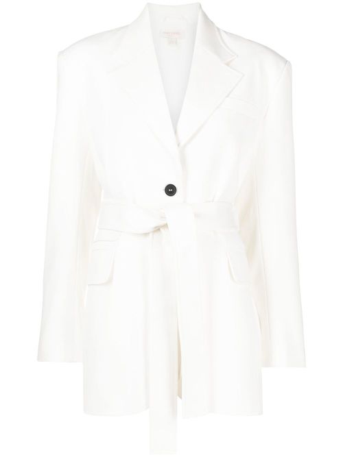 Single-breasted belted blazer - White