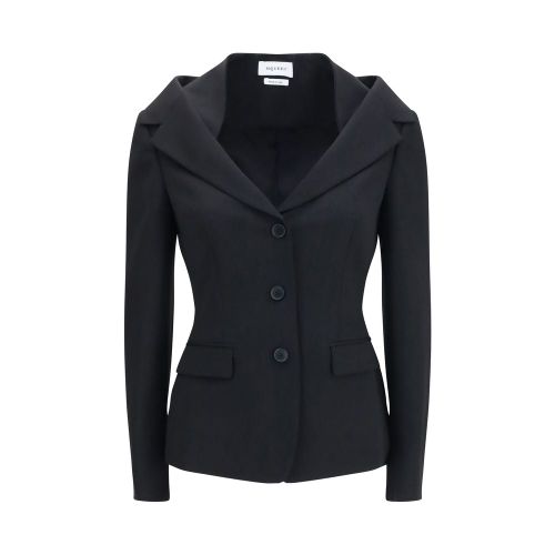 Off-Shoulder Wool Blazer — Black