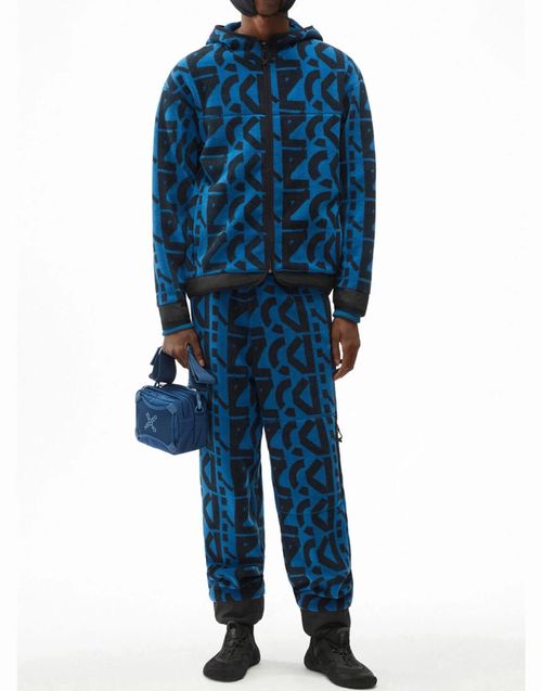 Allover Monogram Zipped Hoodie — Blue
