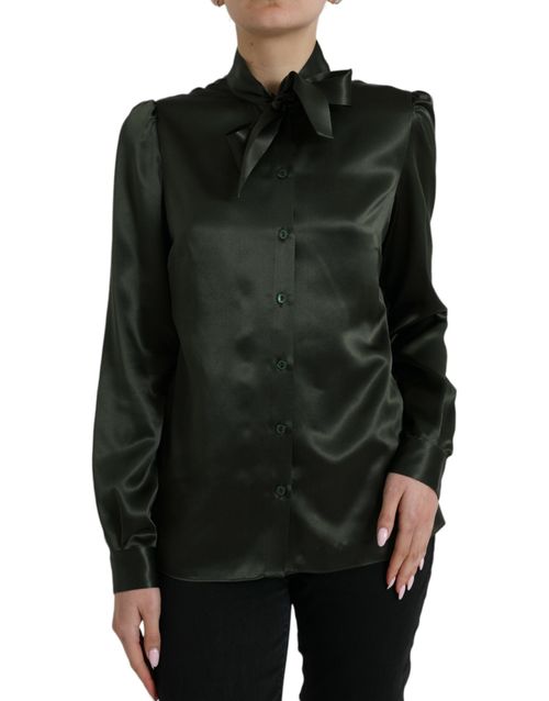 Silk Ascot Collar Blouse — Gray