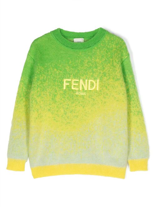 Logo-embroidered long-sleeve jumper - Yellow