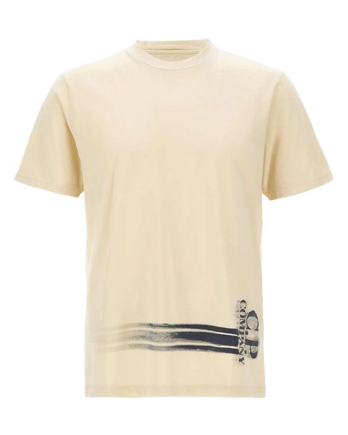 Hand-Painted Logo Cotton T-Shirt — Beige
