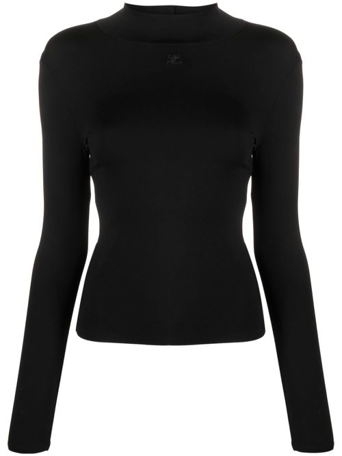 Mock-neck long-sleeve top - Black