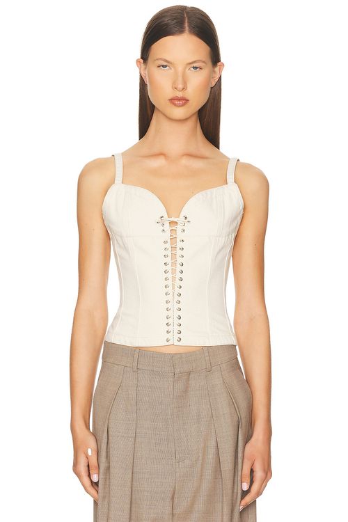 Ludovic de Saint Sernin Cleavage Bustier Top in White Optical - Cream.  XS also in