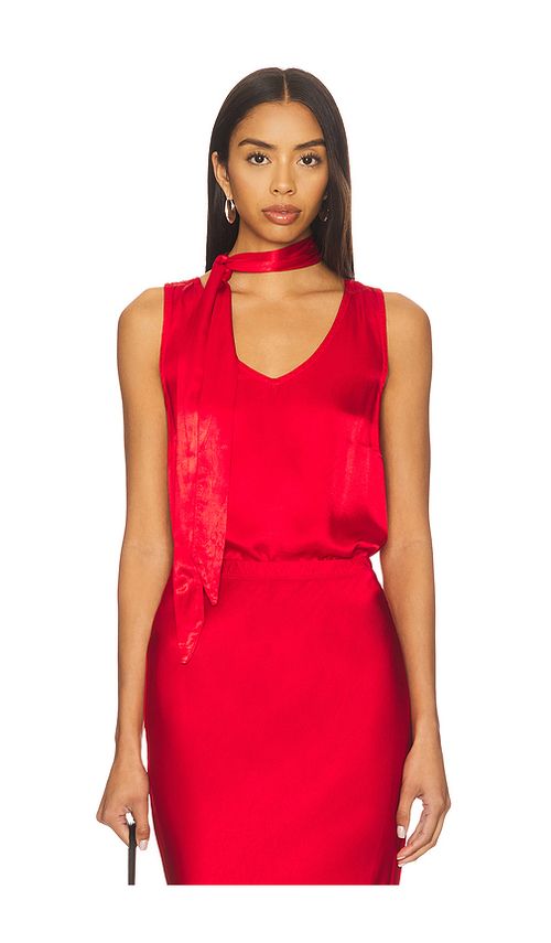 Bobi Tank With Removable Neck Tie in Red. L. Also in M, S