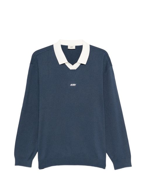 Unisex Front Embroidered Logo T-Shirt with Contrast Neckline and Ribbed Hems