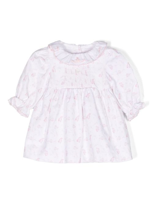 Motif-print cotton dress - White