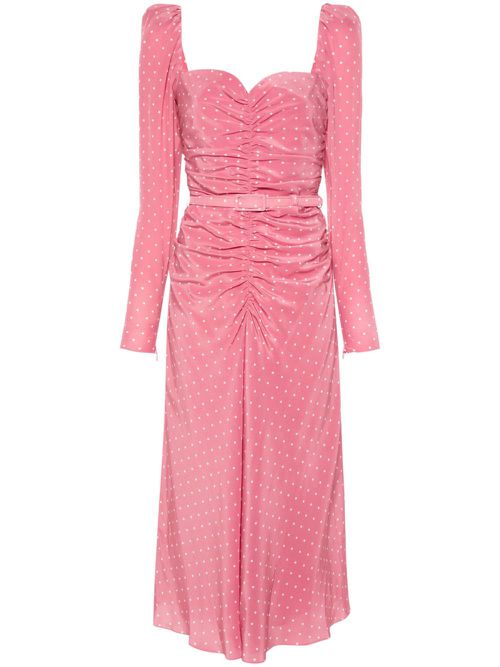 Pink Polka Dot-Print Silk Dress - Women's - Cupro/Silk/Polyamide/Calf Leather