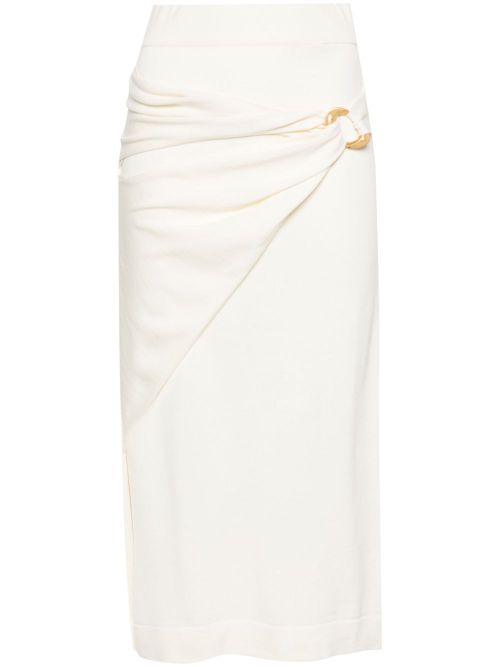 A-line fine-knit midi skirt - Neutrals