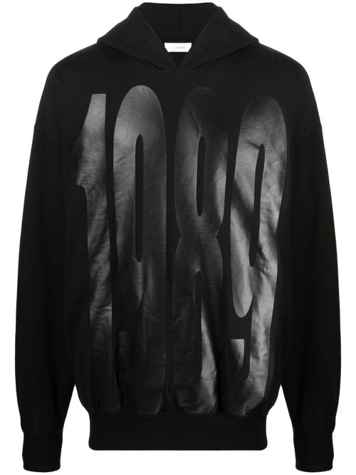 Logo-print cotton hoodie - Black