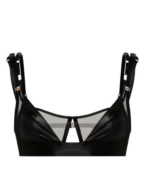 Vero triangle-cup satin bra - Black