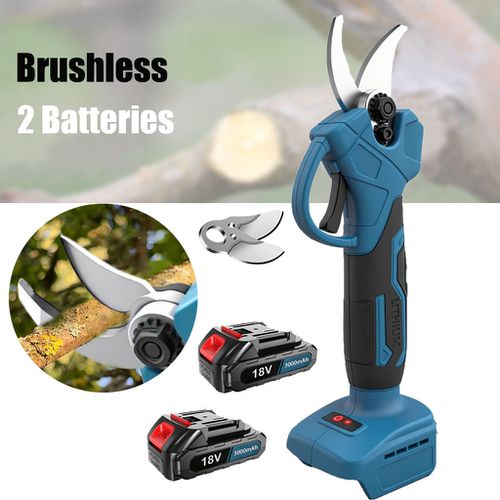 TEMU Electric Pruning Shears Cordless Electric Scissors With 2pcs 18v Rechargeable Batteries, Compatible With Makita 18v, Brushless Motor
