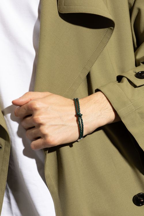Bottega Veneta Leather Bracelet, Men's, Green