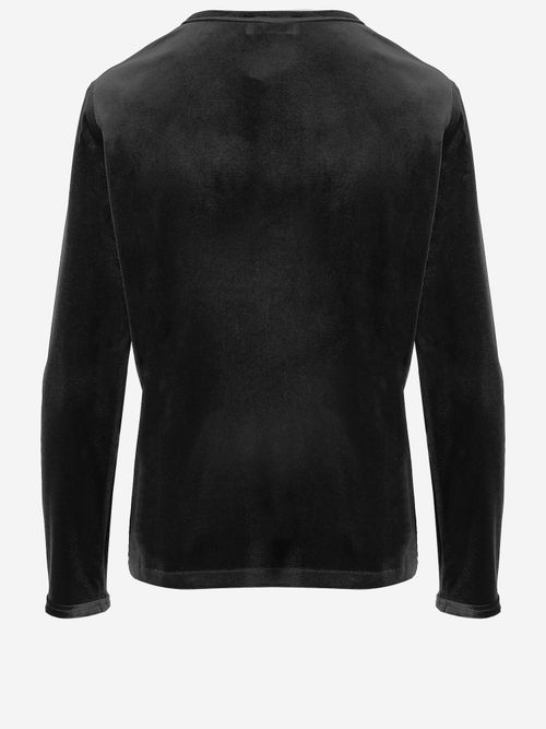 Stretch Velvet Sweater — Black