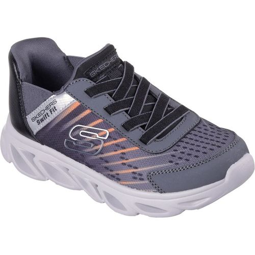 Skechers Boys Flex Glide Low Top Lace-Up Sneakers in Black/Charcoal - Kid
