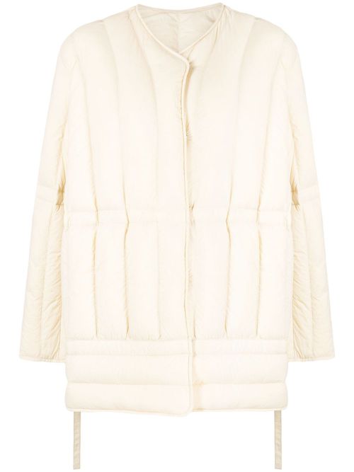 Collarless padded jacket - White