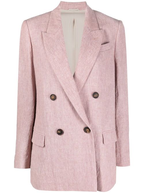 Double-breasted linen blazer - Pink