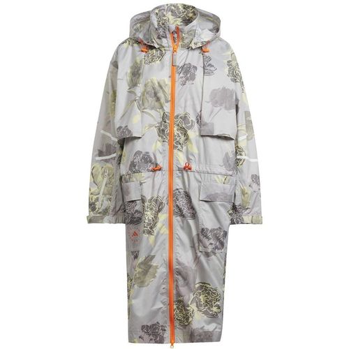 Adidas Womens Floral Patterned Hooded Parka Jacket in Chalk Pearl - Grey