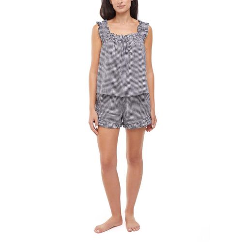 WOMEN'S RUFFLE TANK SLEEP SET:- Black