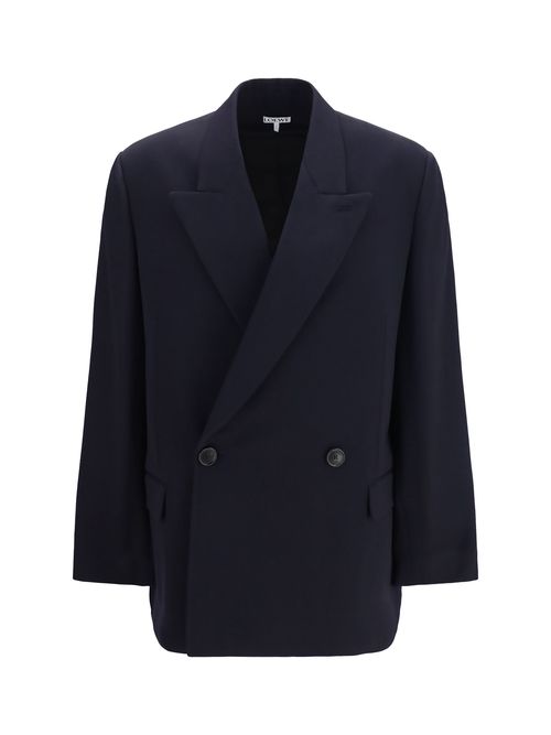 Double-Breasted Merino Wool Blazer — Navy