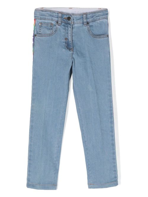 Logo-trim straight-leg jeans - Blue