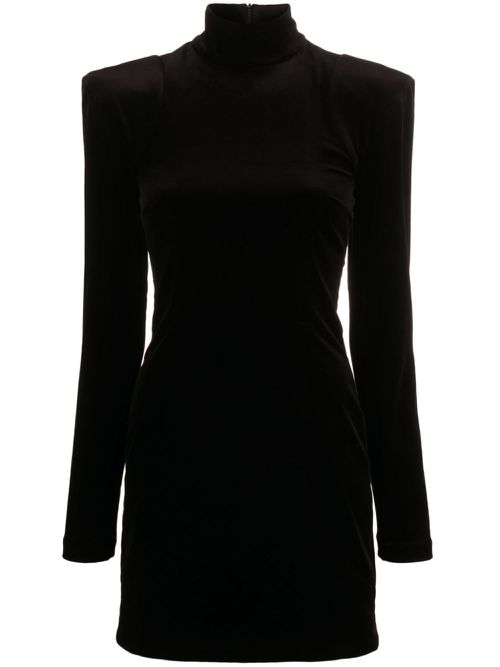 Velvet high-neck dress - Black