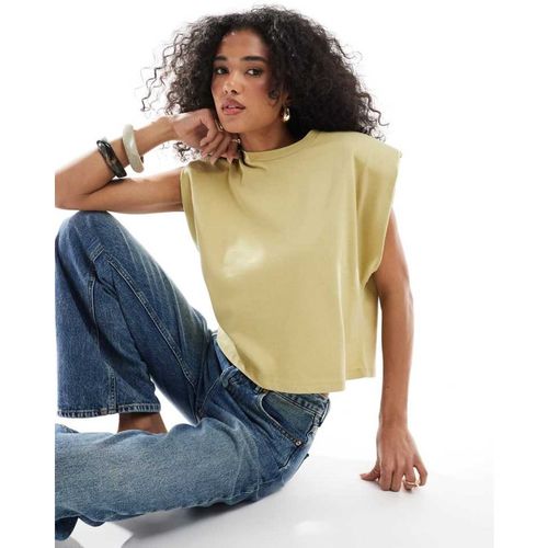 ASOS DESIGN Womens sleeveless shoulder pad top in sage - Green - X-Sma