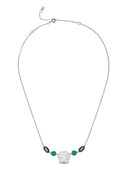 Gemstone-detail crystal-embellished necklace - Silver