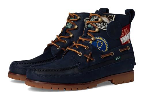 POLO RALPH LAUREN Men's Ranger Mid Suede & Twill Boots Hunter Navy