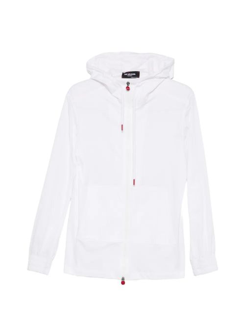 Drawstring Hooded Cotton Sweatshirt — White