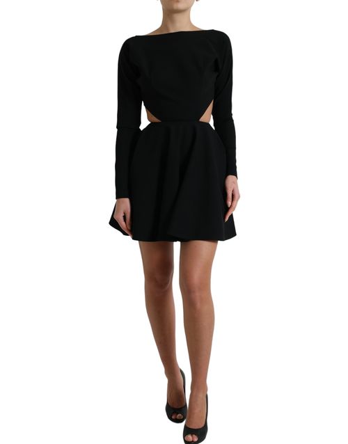 Viscose Cut-Out A-Line Dress — Black