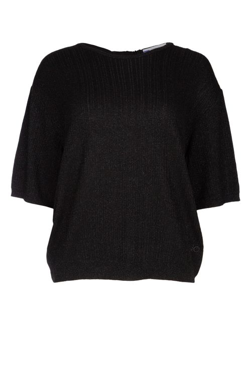 Viscose and Polyamide Ribbed Sweater — Black