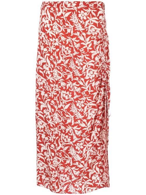 Floral print midi skirt - Red