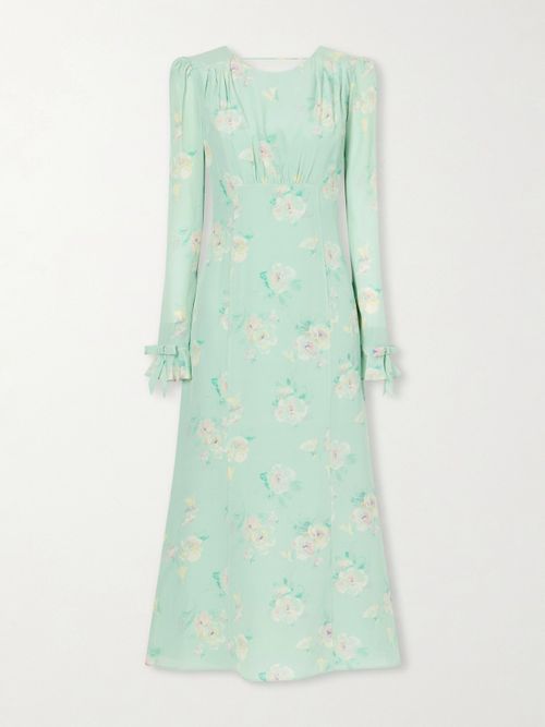Floral-print Silk Midi Dress - Green