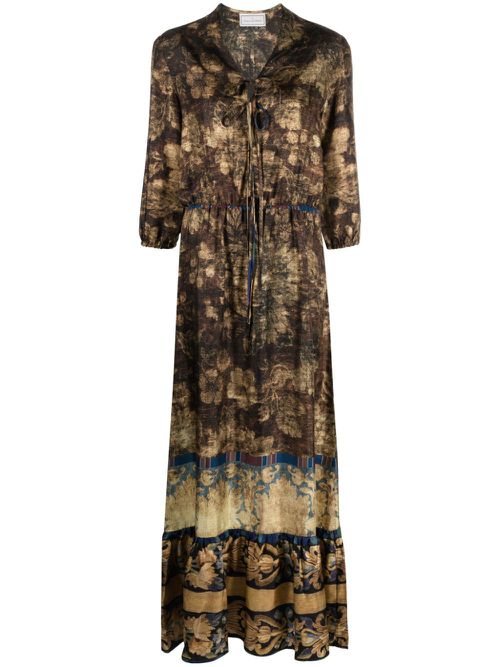 Aloe floral-print maxi dress - Brown