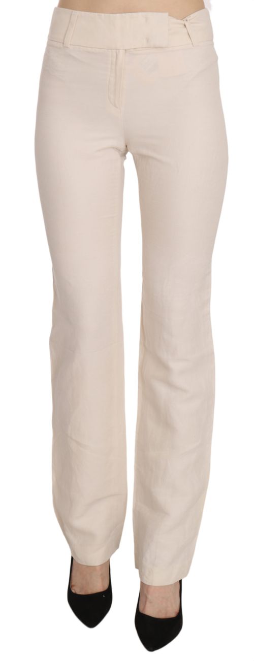LAUREL White High Waist Silk Blend Flared Dress Trousers Women's Pant
